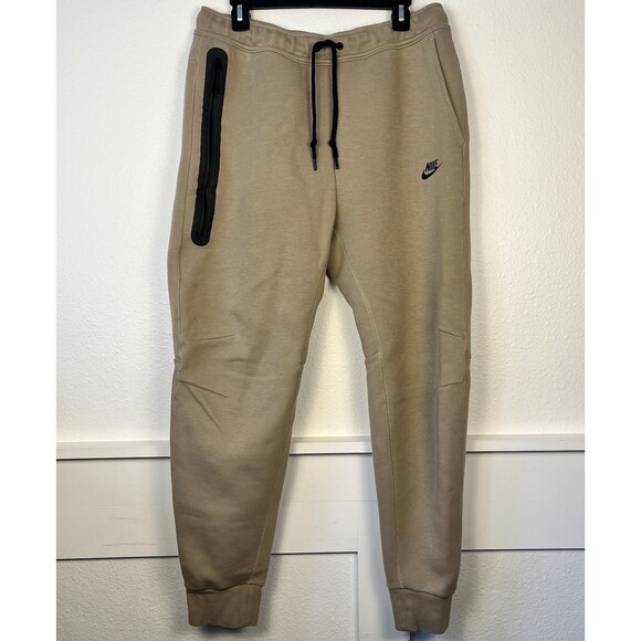 Nike Tech Fleece Sweatpants Large Tan Track Pants Windrunner Jogger Bag Pocket - Picture 1 of 8